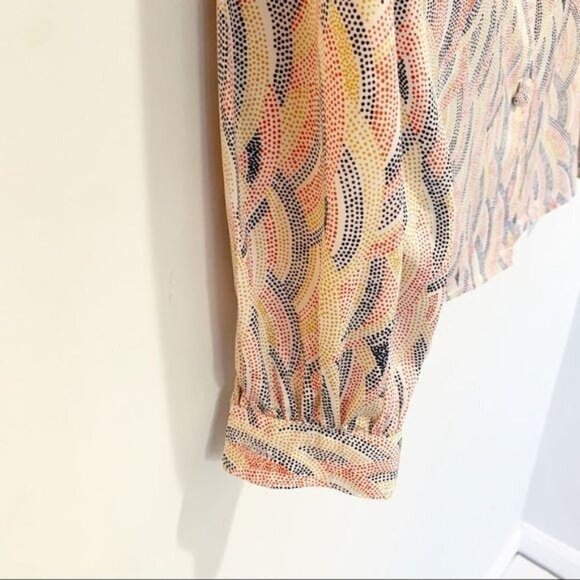 🌷 sales* Vintage Tie Neck Bow Top Paisley Size Medium Waves Retro Rare Career - Picture 11 of 16